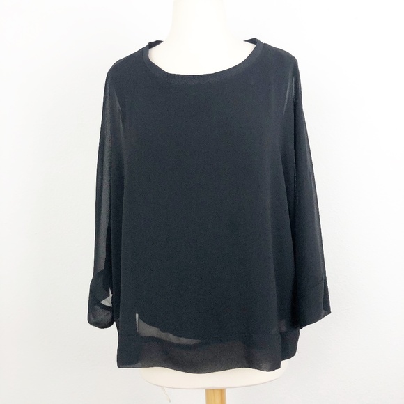 Zara Tops - ZARA Knit Black Batwing Blouse Size XL
